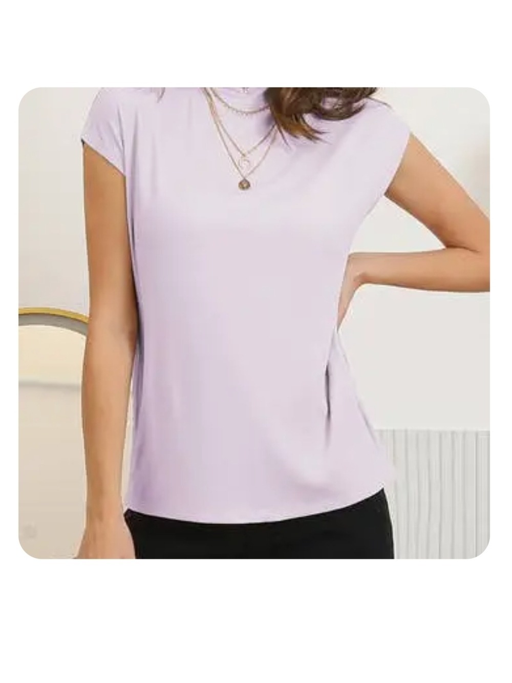 Women's Lilac Ribbed Mock-Neck Sleeveless Top - Picture 10 of 10